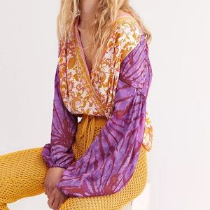 Free People Cruisin’ Together Printed Top Size Medium